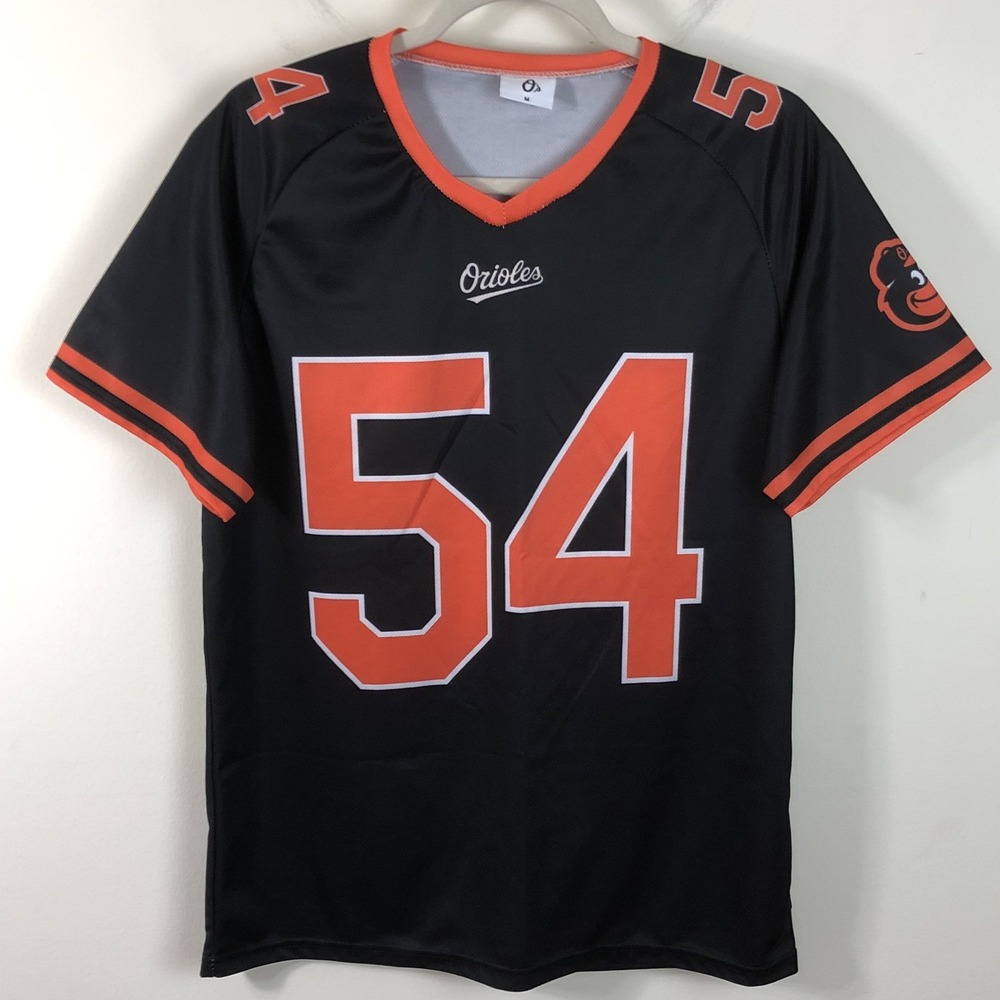 Baltimore Orioles Birdland MLB Football Baseball Jersey Men's Sz M Black Orange